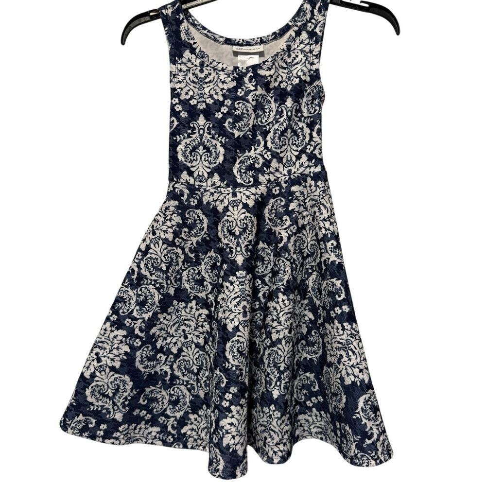 Bonnie Jean Girls Navy Damask Fit Flare Party Dress Size 8